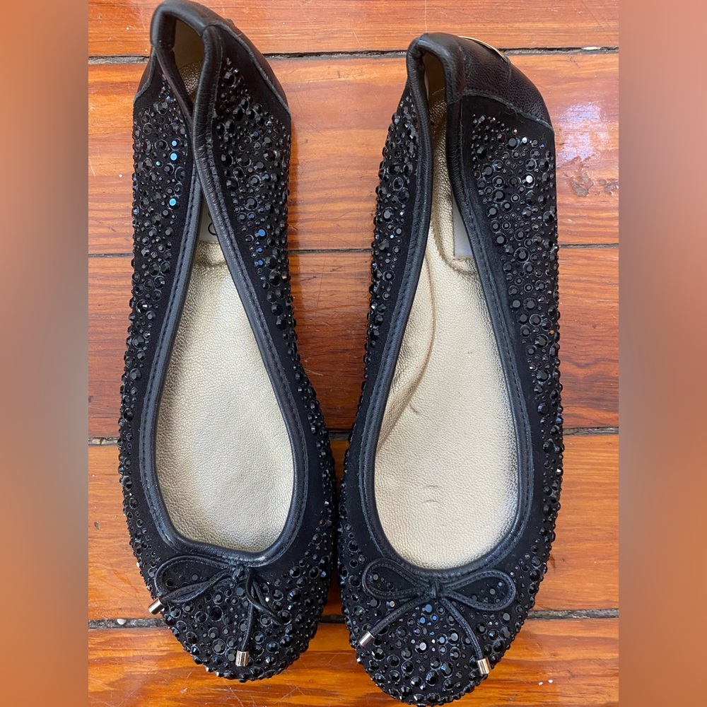 Black Rhinestone Jimmy Choo Ballet Flats